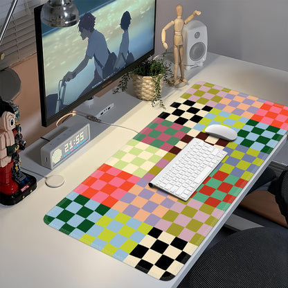 iCasso Checkered Desk Mat, Cute XXL Large Mouse Pad for Desk, Anti-Slip Big Mousepad with Stitched Edges, Keyboard Mat for Computer Desktop (Retro Checkered)