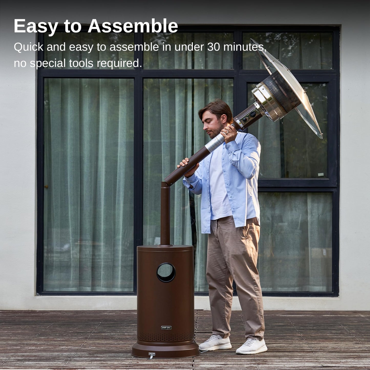 EAST OAK 50,000 BTU Patio Heater for Outdoor Use With Round Table Design, Double-Layer Stainless Steel Burner and Wheels, Outdoor Patio Heater for Home and Commercial, Bronze, 31.9" x 31.9" x 86.6"