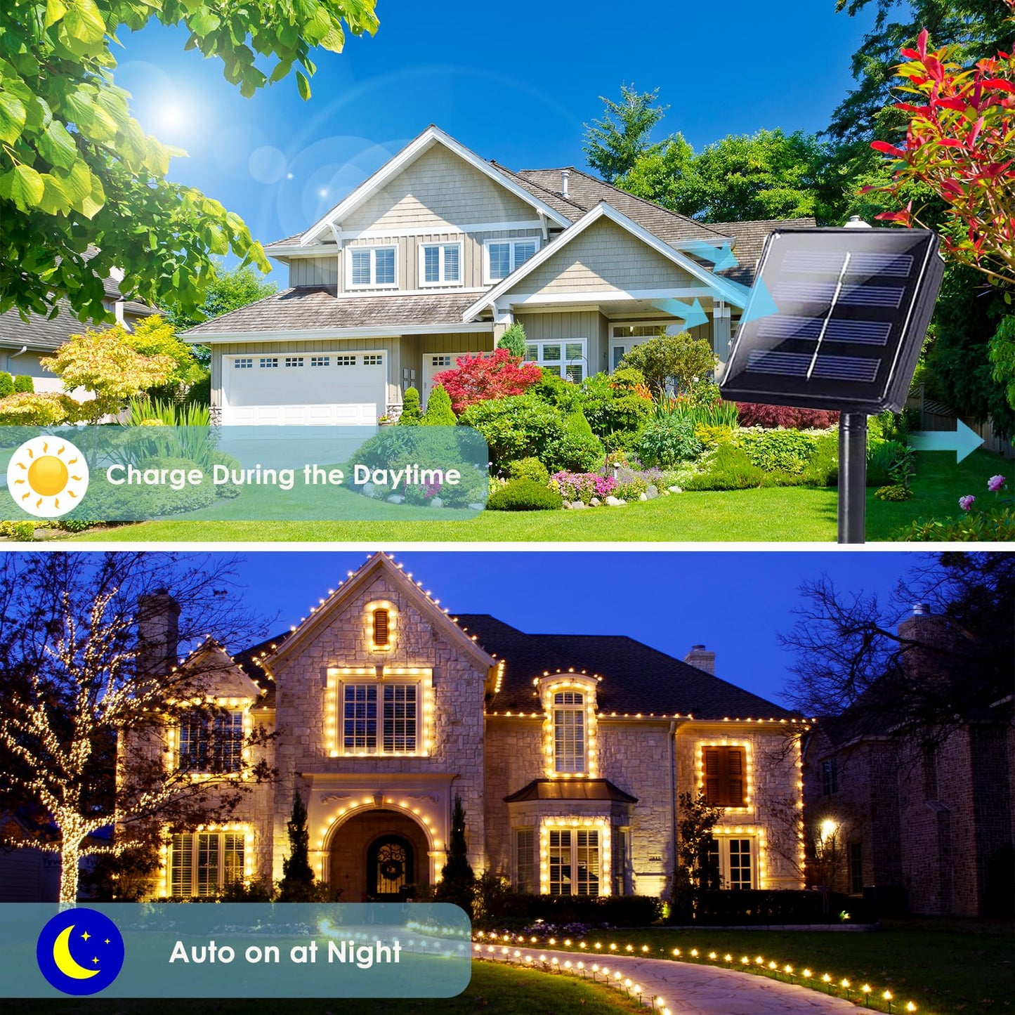 Extra-Long 144FT Solar String Lights for Outside, 2 Pack 400LED Solar Fairy Lights Outdoor, Waterproof Copper Wire with 8 Modes Twinkle Lights for Tree Garden Party Xmas Wedding Decor (Warm White)