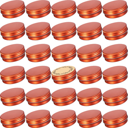 1 oz / 30ml Screw Top Aluminum Tin Jar with Screw Lid and Blank Labels (Orange - Pack of 32)