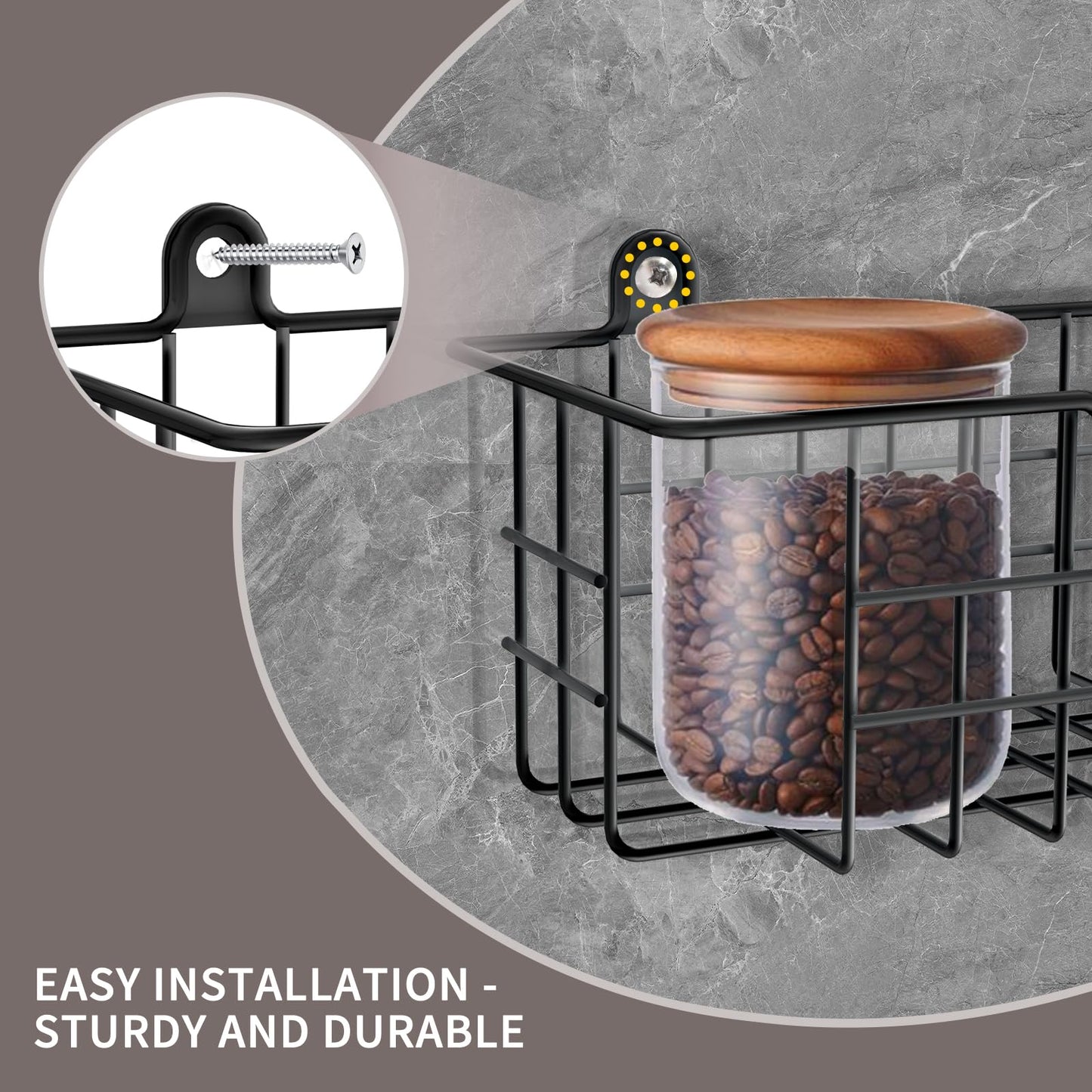 Spice Rack Organizer Wall Mount, Spice Organization Storage Shelf for Cabinet Door, 2 Packs Wall Spice Rack Saving Space for Kitchen, Black