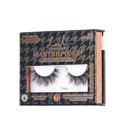 KISS Lash Couture Masterpiece Hand-Woven Faux Mink False Eyelashes, Style ‘Cruise’, 12mm, Easy to Apply, Reusable, Vegan, Cruelty Free, 1 Pair Strip Lashes