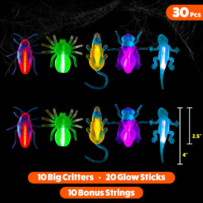 Glow Critters and Halloween Trick or Treat Glow Skeletons and Pumpkins - Glow Sticks Party Favors - Glow in The Dark Party Supplies