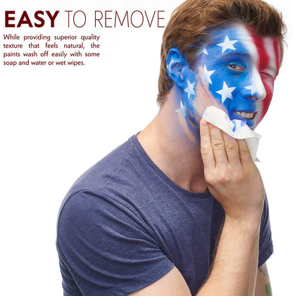 Face Paint Kit - Dermatologically Tested, Non-Toxic & Hypoallergenic - Professional Painting for Kids & Adults - Cosplay Makeup - Easy to Apply & Remove - Leakproof Dry Glitters