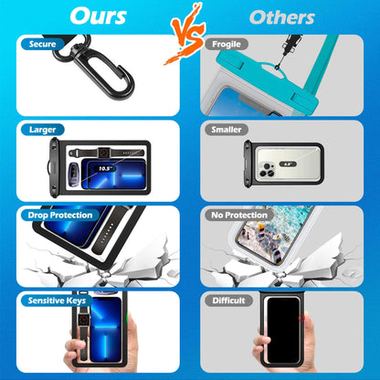 4 Pack 10.5“ Large Waterproof Phone Pouch - Underwater Clear Cell Holder - Universal Water Proof Dry Bag with Neck Lanyard for iPhone 16 Pro Max Samsung Galaxy with Heavy Case for Beach Swimming Pool