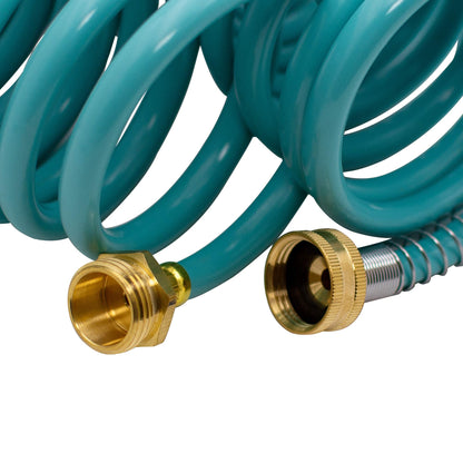 AUTOMAN EVA Recoil Garden Hose 25ft - Includes 7 Pattern Spray Nozzle,Curly Water Hose 25 Foot,Watering Coil,Retractable,Corrosion Resistant Garden Coil Hose.