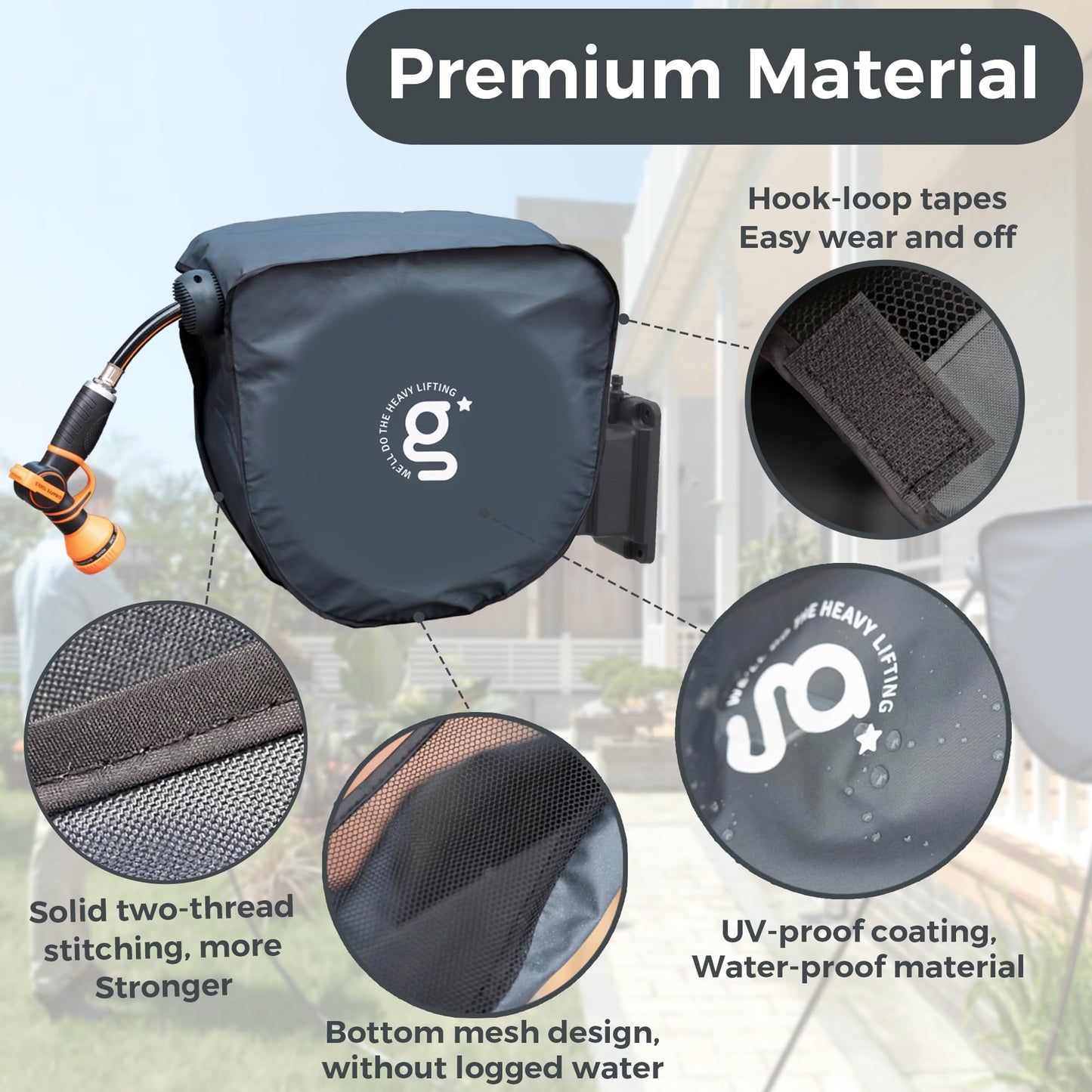 Giraffe Tools AW40 Garden Hose Reel Cover UV Resistant, Waterproof and Anti-Fading Cover for Water Hose Reel