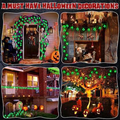 Halloween Decorations 30LED 17Ft Eyeball Halloween String Lights With Timer Remote Battery Operated 8 Modes Halloween Lights Halloween Indoor Outdoor Decorations For Home Garden Yard Halloween Décor