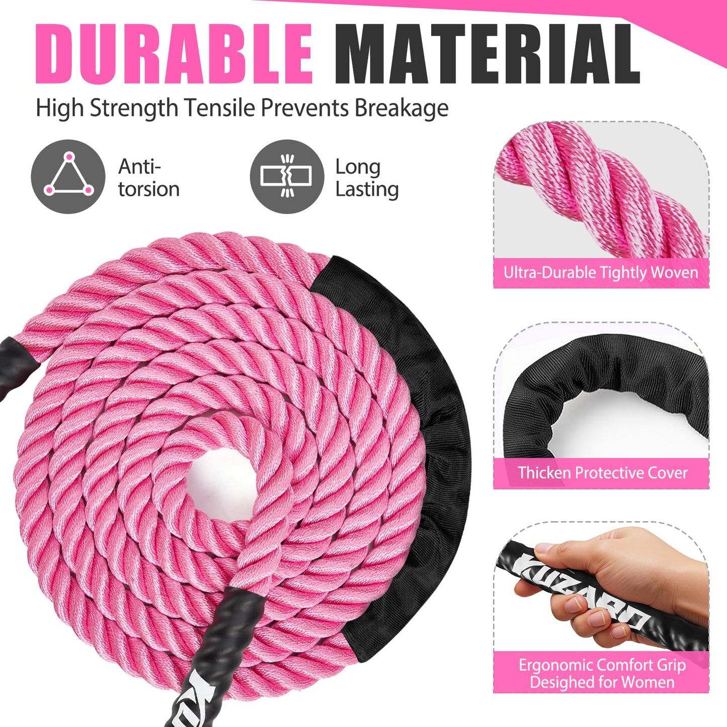 KUZARO Jump Rope, Weighted Jump Rope for Women, Heavy Jump Ropes for Fitness, Home Gym Exercise Equipment, Adult Skipping Rope for Improve Strength, Weight Loss, Boxing Training,Total Body Workout Equipment