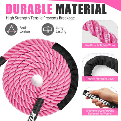 KUZARO Jump Rope, Weighted Jump Rope for Women, Heavy Jump Ropes for Fitness, Home Gym Exercise Equipment, Adult Skipping Rope for Improve Strength, Weight Loss, Boxing Training,Total Body Workout Equipment