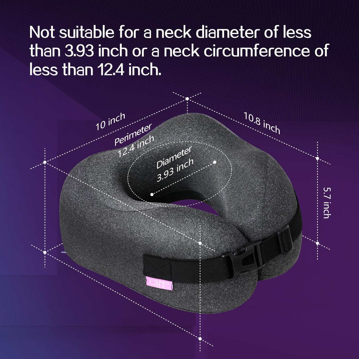 CSJT Travel Pillow Vac Compressed Memory Foam Neck Pillow Airplane,Comfortable,Neck Support,Machine Washable,Airplanes Travel Essentials Accessories for Office,Flight,Cars Breaks Sleeping(Black)