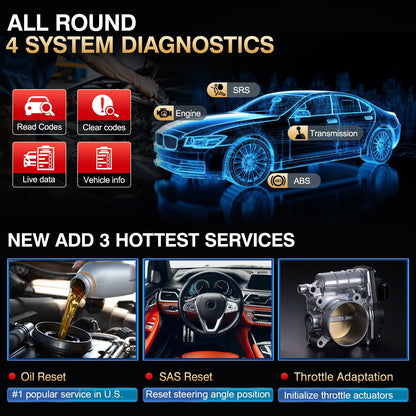 LAUNCH CRP123 V2.0 Elite OBD2 Scanner-2025 New Model Engine/ABS/SRS/Transmission Diagnostic Scan Tool SRS Airbag Code Reader,3 Reset Oil Service/Throttle Relearn/SAS Reset,Free Update