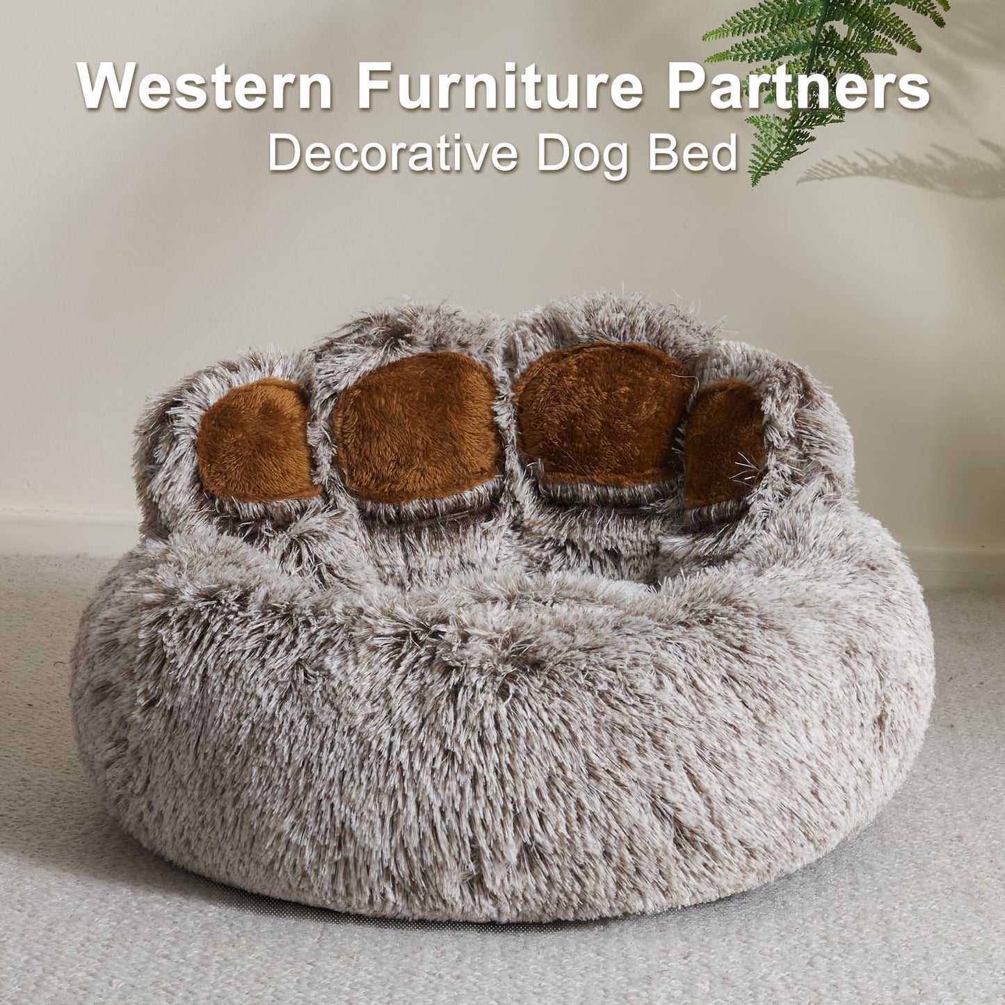 Jiupety Dog Bed with Standing Bear Paws | Cozy Comfy Dog Donut Bed | Gray M Size 22'X22' X6'