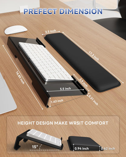 Laborio Computer Keyboard Wrist Rest Stand for Desktop, Keyboard Holder for Easy Typing with Wrist Pad for Office Desk, Home, School (Black)