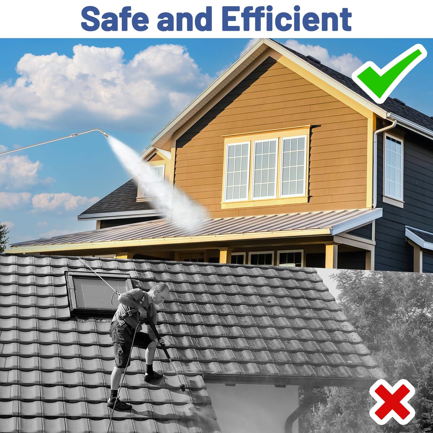 120 Inch Pressure Washer Extension Wand,Upgrade Power Stainless Steel Washer Lance Accessories with 6 Nozzle Tips,30°/90°/120°Curved Rods,Cleaner Tool Replacement