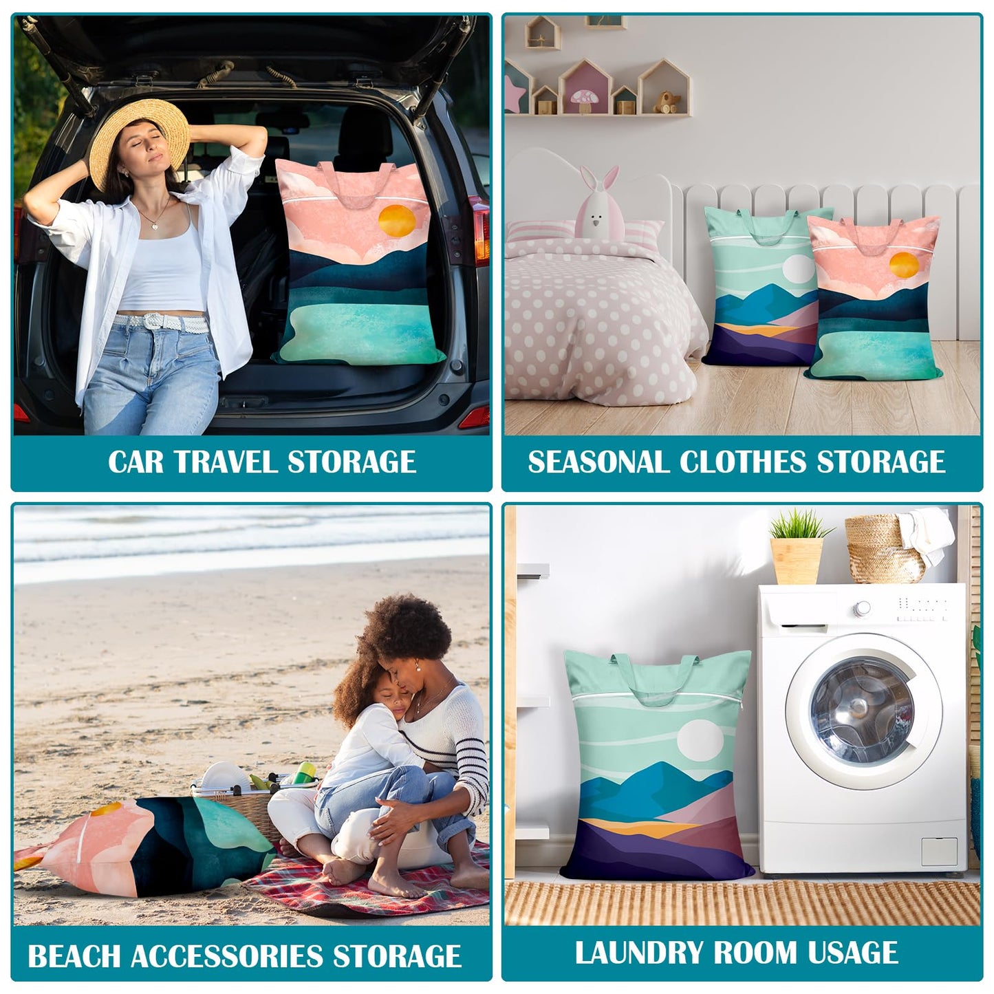 2 Pcs Large Travel Laundry Bags - Waterproof with Handle, Washable Dirty Clothes Bags for Travel, Wet/Dry, Gym, Swimming Pool & College Dorm