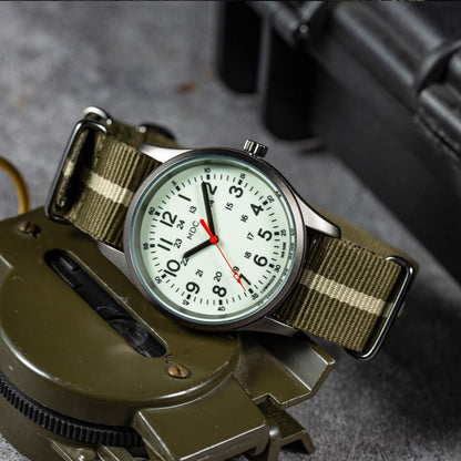 Infantry Glow in The Dark Military Watches for Men Analog Tactical Men's Wrist Watch Luminous Work Outdoor Sport Waterproof Field Wristwatch Green Nylon Band