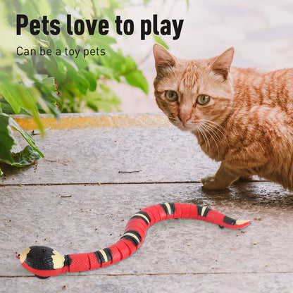 FauKait Smart Sensing Snake Toy,Interactive Toys Snake for Kids, Cats&Dog Kitten Toys USB Rechargeable Electric Simulation Slithering Serpent Realistic Snake Prank Prop for Halloween
