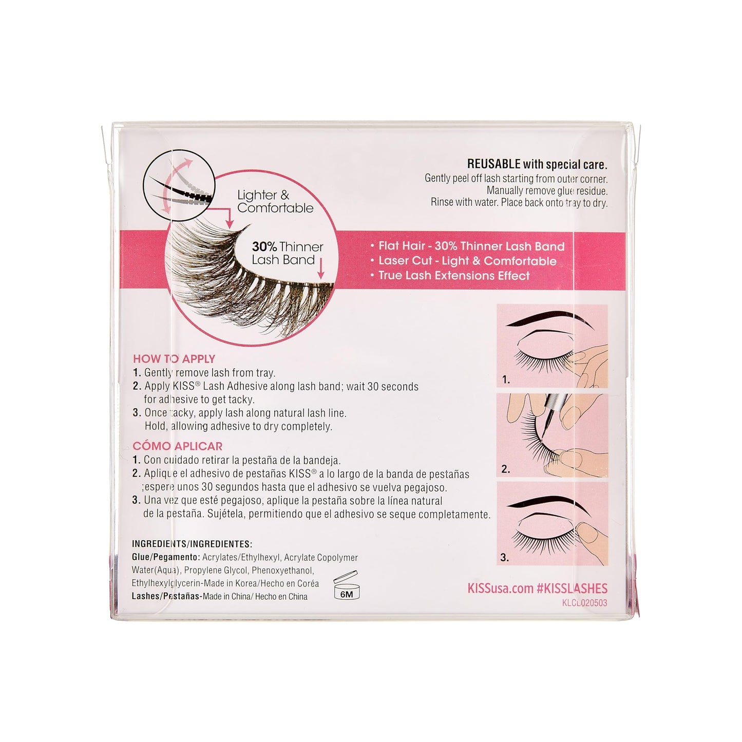 KISS Lash Couture LuXtensions Collection False Eyelashes, Flat Technology, Super Slim Band, Real Extension Fibers, Reusable, Contact Lens Friendly Strip Lashes, Style Royal Silk, 1 Pair (Pack of 2)