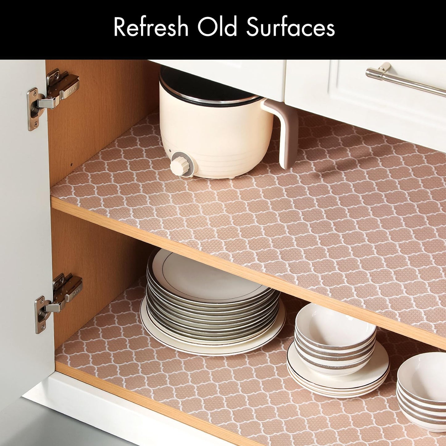 Cooyes Shelf Liner for Kitchen Cabinets – Non-Adhesive Waterproof Drawer Liner – Durable EVA Material Easy-to-Cut Shelf Paper for Refrigerator, Cupboard, Dresser with Modern Pattern (17.7"W x 78.7"L)