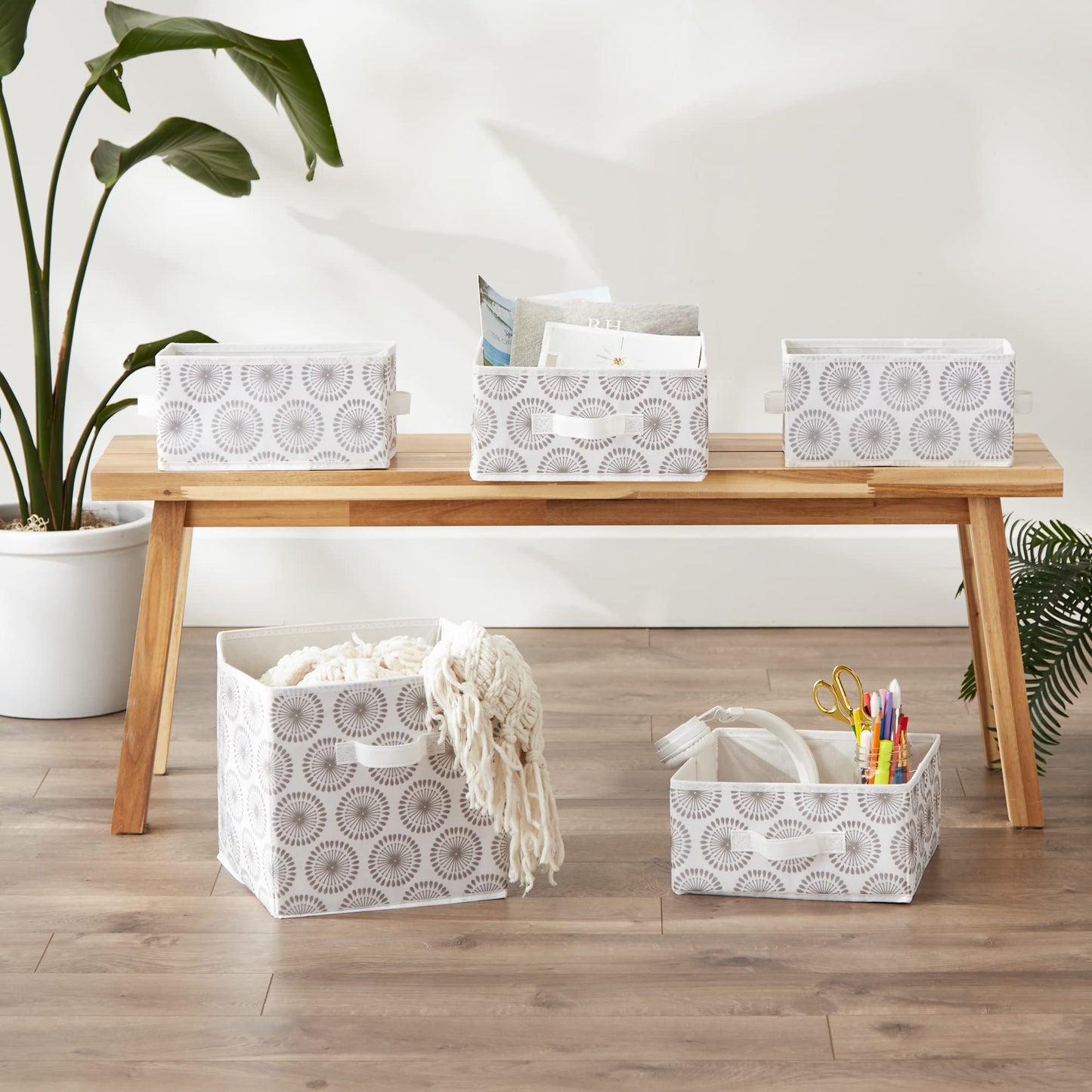 DII Non Woven Polyester Storage Bin, 11x11x5.5-inch, Starburst Gray, 2 Piece