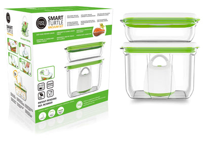 FOSA Vacuum Seal Food Storage System - Reusable Containers Starter Set with Vacuum Pump & 2 Large Stackable Containers for Freshness