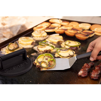 Cuisinart 6.5" Cast Iron Smashed Burger Press, Round Flat Edge Grill Press for Crispy Smash Burgers, Burger Tool for Grill and Griddle Accessories, for BBQs and Tailgates