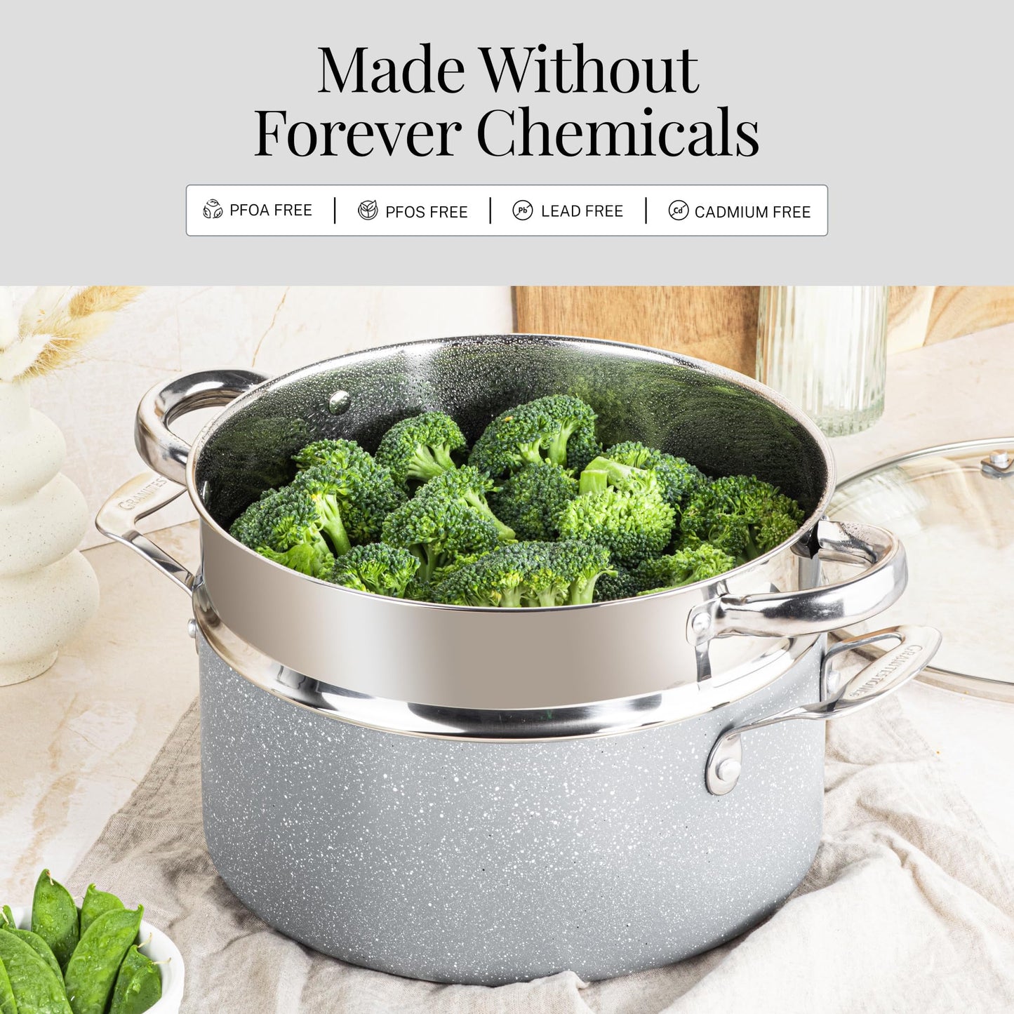 Granitestone 20 Pc Ceramic Cookware Set Nonstick, Complete Pots and Pans Set Non Stick for Kitchen with Bakeware, Cooking Utensils & Steamer, Non Toxic Made Without PFOA PFOS, Oven & Dishwasher Safe