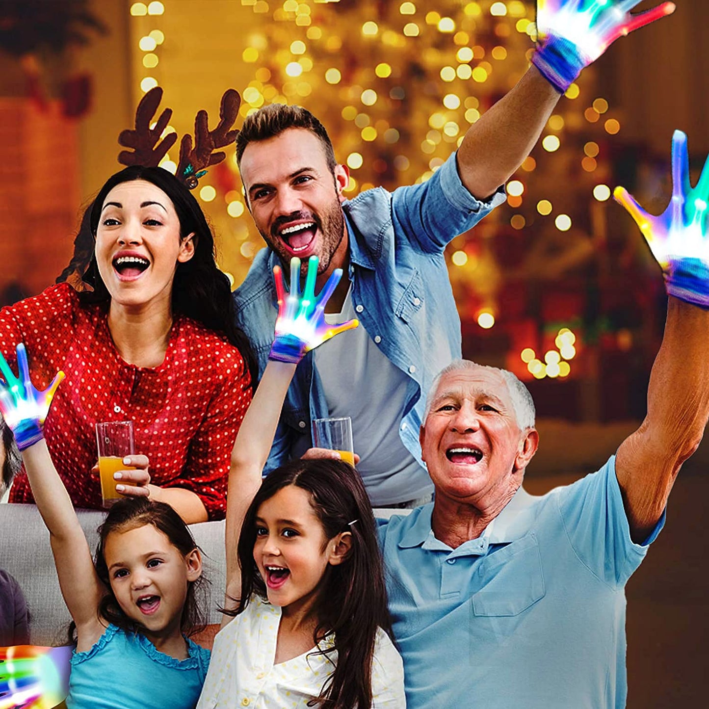 GLEDLOVES LED Gloves for Kids, Teens & Adults - Finger Light Gloves with 5 Colors/6 Modes - Perfect for 9-12 Year Old Boys & Girls - Ideal for Halloween & Christmas Parties