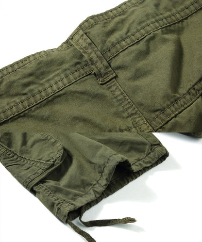 FOURSTEEDS Women's Mid Rise Distressed Twill Cotton Multi-Pocket Outdoor Sport Working Hiking Camping Hunting Bermuda Shorts Army Green US 10
