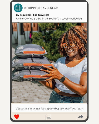 Large Compression Packing Cubes for Travel-Packing Cube Luggage Organizers 7 Piece Set for Checked Luggage-Ultralight, Expandable/Compression Bags by TRIPPED Travel Gear (Grey/Orange)