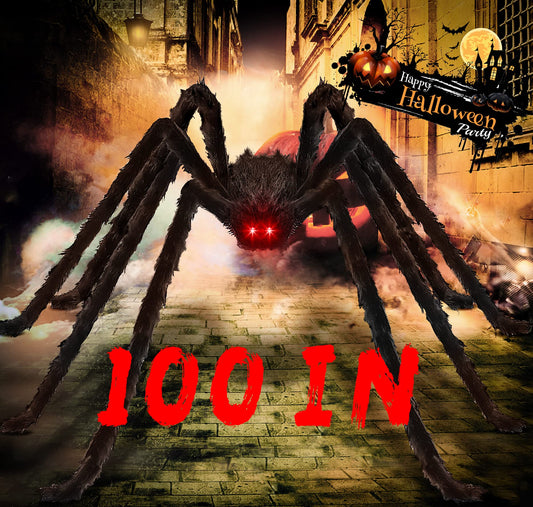 Acina 8.3FT/100IN/255CM Halloween Giant Spider: Fake Large Hairy Spider Decorations, Scary Virtual Realistic Spider Props for Indoor Outdoor Creepy Decor Black