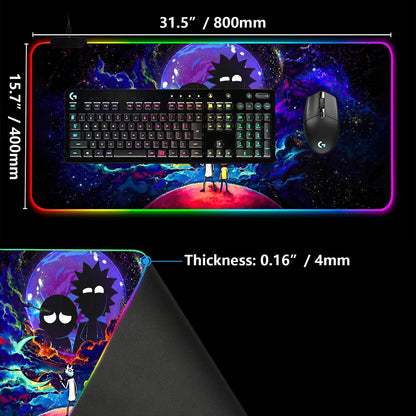 Large RGB Gaming Mouse Pad Anime Night Sky Space Stars Desk Pad,Mousepad Non-Slip Rubber Base with 12 Lighting Modes,Desk Accessories,Office Decor,Computer Keyboard Mat Soft Mouse Mat 31.5X15.7 inches