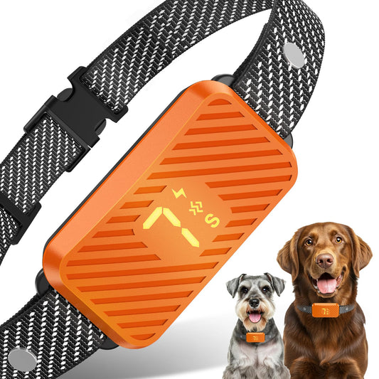 KJKZO Dog Bark Collar for Large Medium Small Dogs, Rechargeable No-Bark Collar, Smart Barking Collar, Effective Bark Collar with 7-Level Sensitivity, 3 Beep & Vibration Modes, Waterproof, Orange