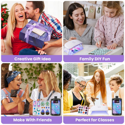 LET'S RESIN Jewelry Making Kit - 153Pcs Highly Clear Resin with Upgraded UV Lamp, Resin Accessories for Keychains, Jewelry