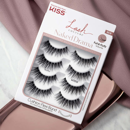 KISS Lash Couture Naked Drama False Eyelashes, 'Cruise', 16 mm, Includes 4 Pairs Of Lashes, Contact Lens Friendly, Easy to Apply, Reusable Strip Lashes