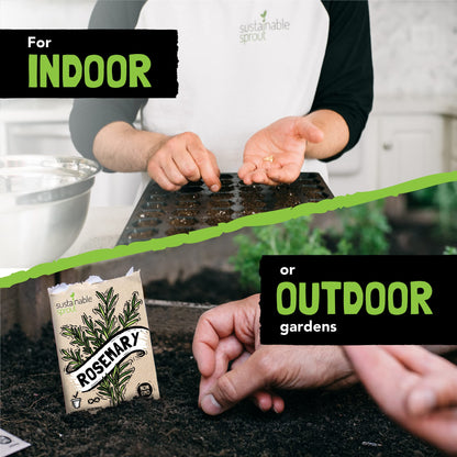 Culinary Herb Seeds Variety Pack: 10 Spice Herbs, Hydroponic Garden Indoors, Heirloom Planting Basil, Parsley, Sage, Thyme, Rosemary, Cilantro, Chives Dill Oregano, Summer Savory by Sustainable Sprout