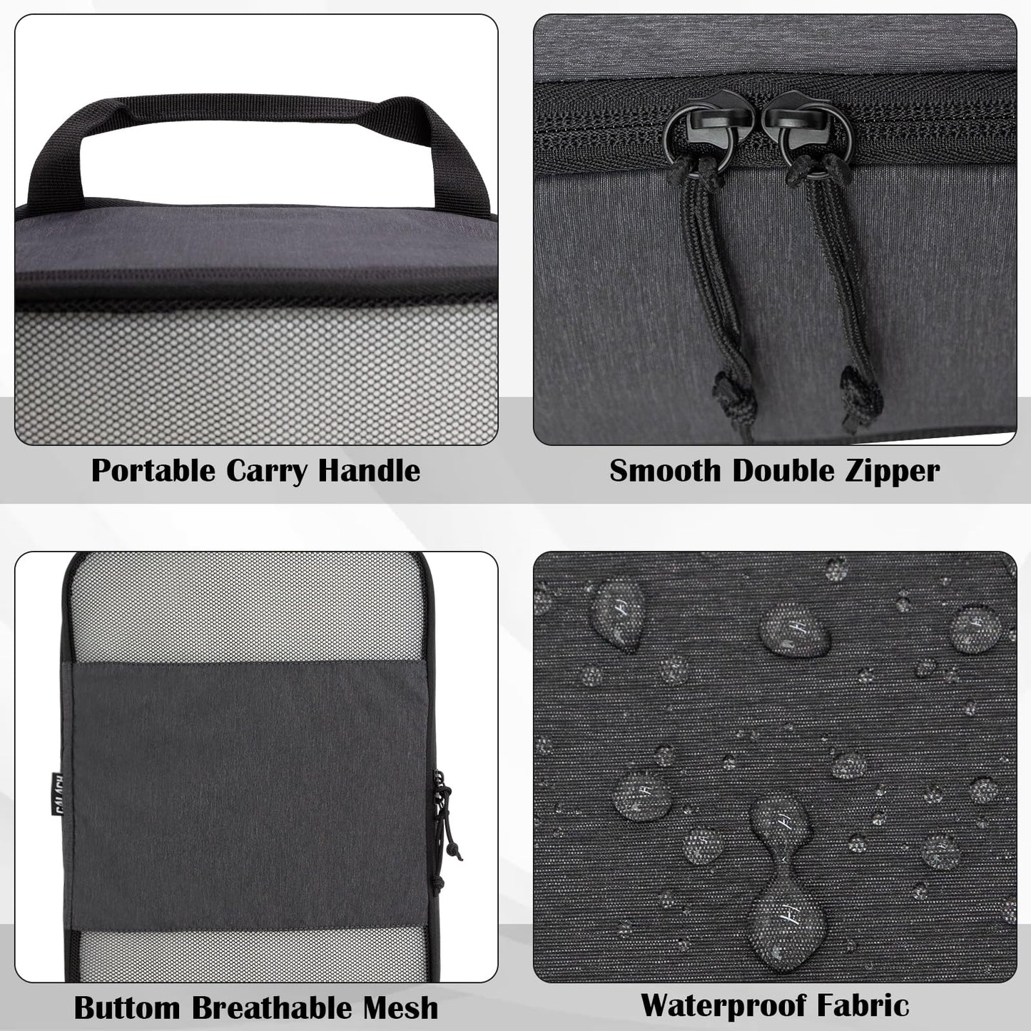 Compression Packing Cubes for Travel Essentials, 2 Set Expandable Compression Bags for Travel Packing Cubes for Suitcase Luggage Organizer Bags, Black Mesh