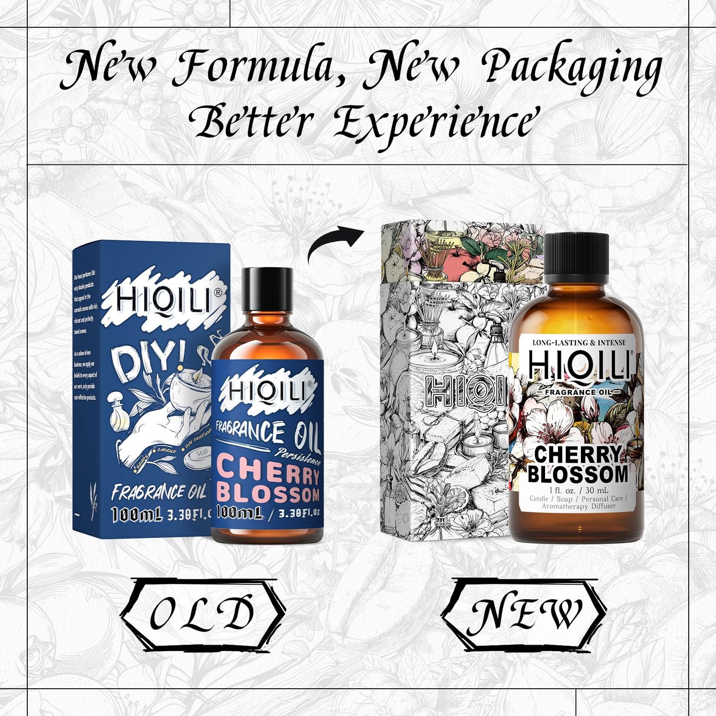 HIQILI Cherry Blossom Essential Oil Floral Fragrance Oil for Diffuser Candle Perfume Making 3.38 Fl Oz Halloween Thanksgiving