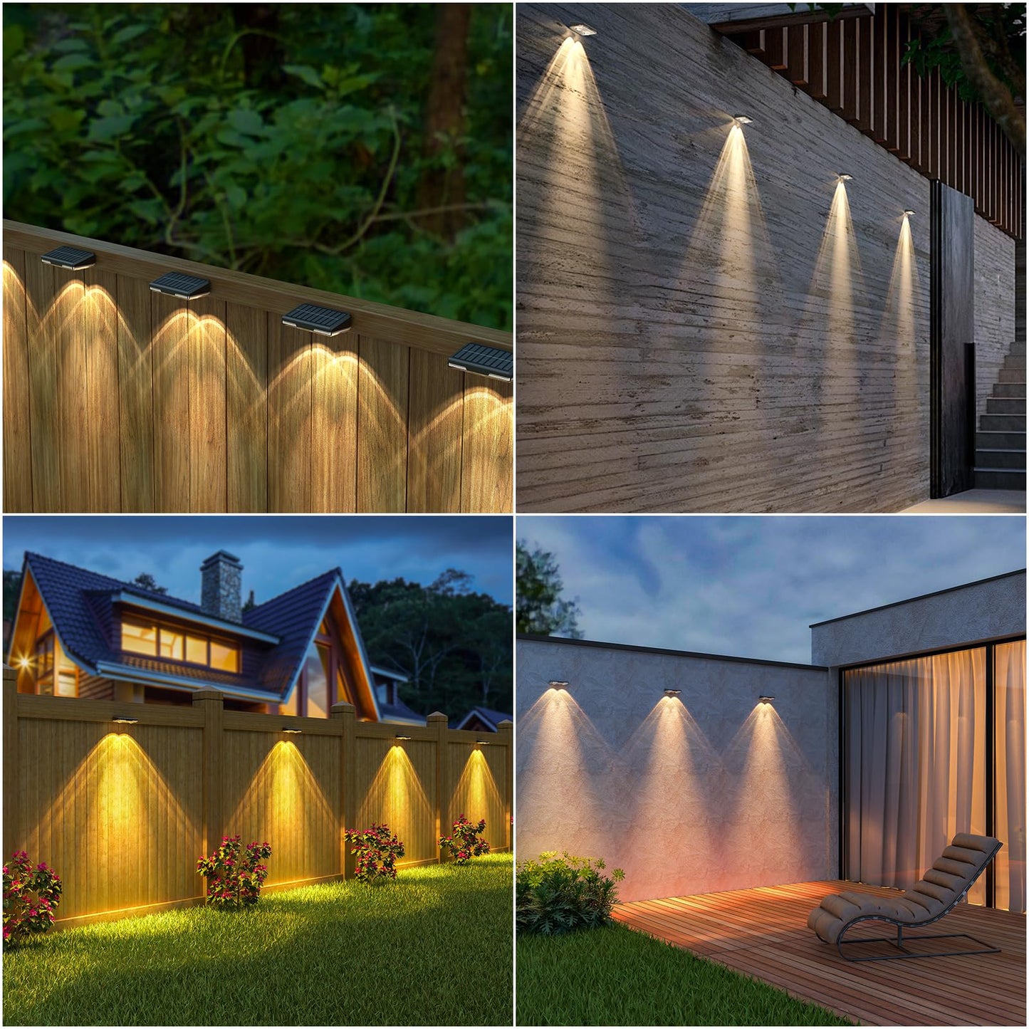 JeTuvlie Solar Fence Lights Outdoor, 8 Pack LED Fence Lights, 3000/4000/6000K 3 Mode, IP65 Waterproof,Solar Wall Lights for Outside, Backyard/Step/Deck Fence/Stair Railing/Patio