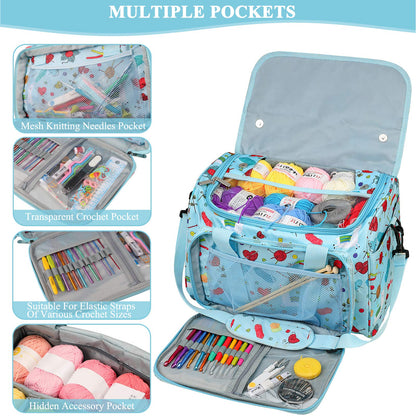 Coopay Yarn Storage Knitting Bag, Large Capacity Yarn Bag for Yarn and Knitting & Crochet Supplies, Detachable Shoulder Strap Portable Knitting Tote Bag Crochet Bag, Best Gifts for Crochet Lovers