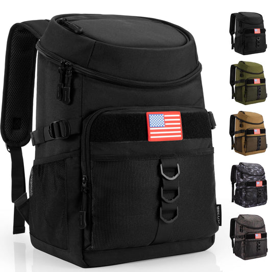 JOYHILL Backpack Cooler, Cooler Backpack Tactical Insulated 36 Cans, 2 Insulated Compartments Thermal Bag for Men Women, Lunch Bag for Camping Hiking Picnic Beach, Black