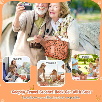 Coopay Crochet Kit Beginners Crochet Hook Set with Crochet Yarn,58PCS Portable Crochet Set Ergonomic Crochet Hooks Travel Knitting Crochet Supplies