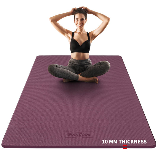 GymCope 10MM Thick Yoga Mat, 72" x 48" Large Workout Mat for Home Gym, Edge-Seamed Design, Superior Grip, Shock-Absorbing Cushion, Ultimate Comfort and Protection for Yoga, Fitness Training