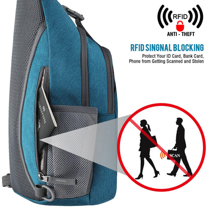G4Free Sling Bag RFID Blocking Sling Backpack Crossbody Chest Bag Daypack for Hiking Travel