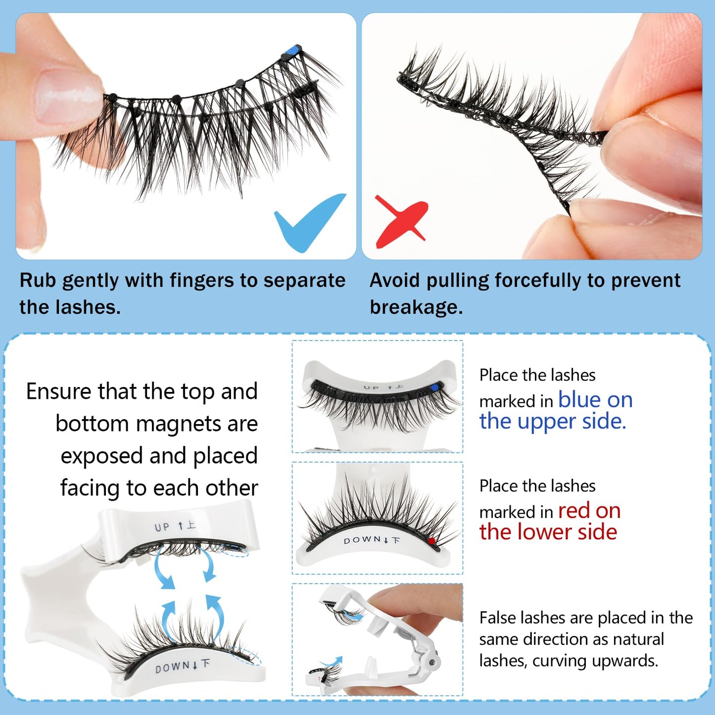 KevKev Magnetic Eyelashes Kit 2Pairs Reusable Magnetic Lashes Kit Smaller Magnets False Eyelashes without Eyeliner No Glue Needed with Applicator Easy to Wear and Remove