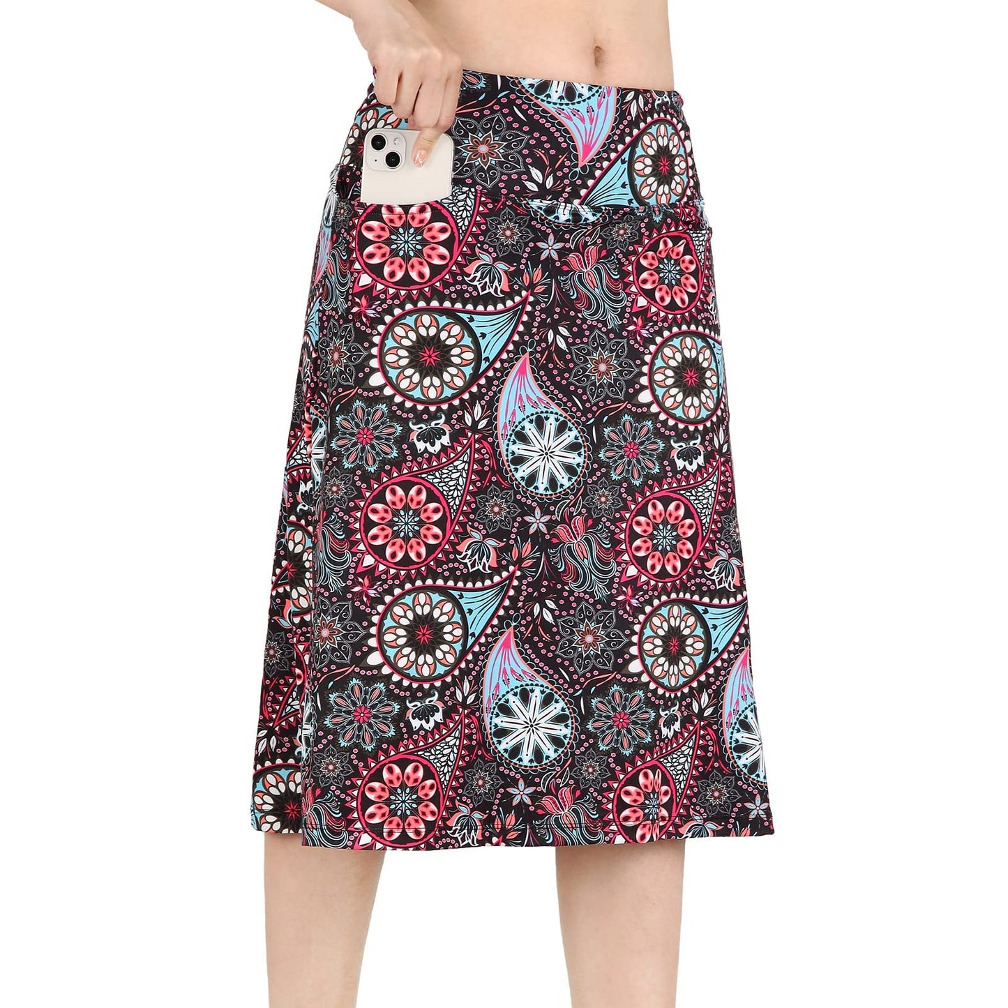 CZRLHYT Women's Skorts Skirts 25" Knee Length Modest Athletic Skirts with Pockets Sunflower S