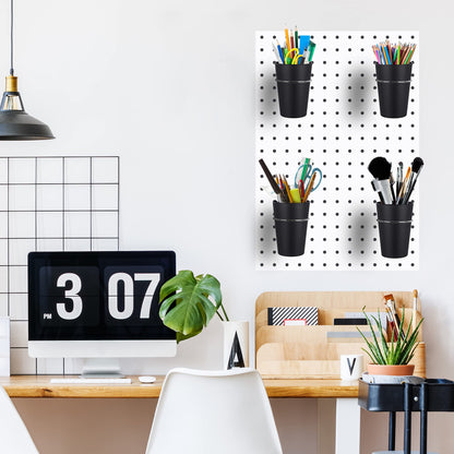 Kuhome 6 Set Ring Style Pegboard Hooks with Pegboard Cups, Black, Stainless Steel & Plastic, Ideal for Craft Room, Work Bench, Garage