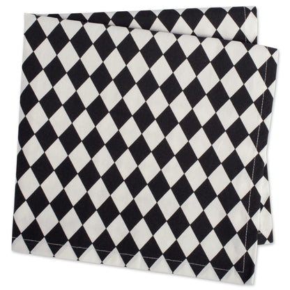 DII Halloween Tabletop, Harlequin Collection, Napkin Set, Black and Cream 6 Piece