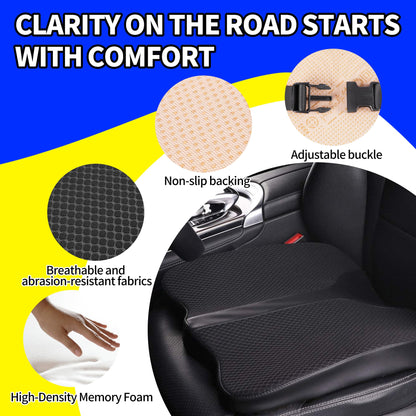 LARROUS Car Seat Cushion - Comfort Memory Foam Seat Cushion for Car Seat Driver, Tailbone (Coccyx) Pain Relief, Car Seat Cushions for Driving (Black)